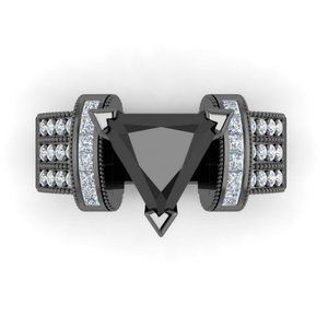 14kt Black Gold Filled Trillion Cut Black Sapphire
